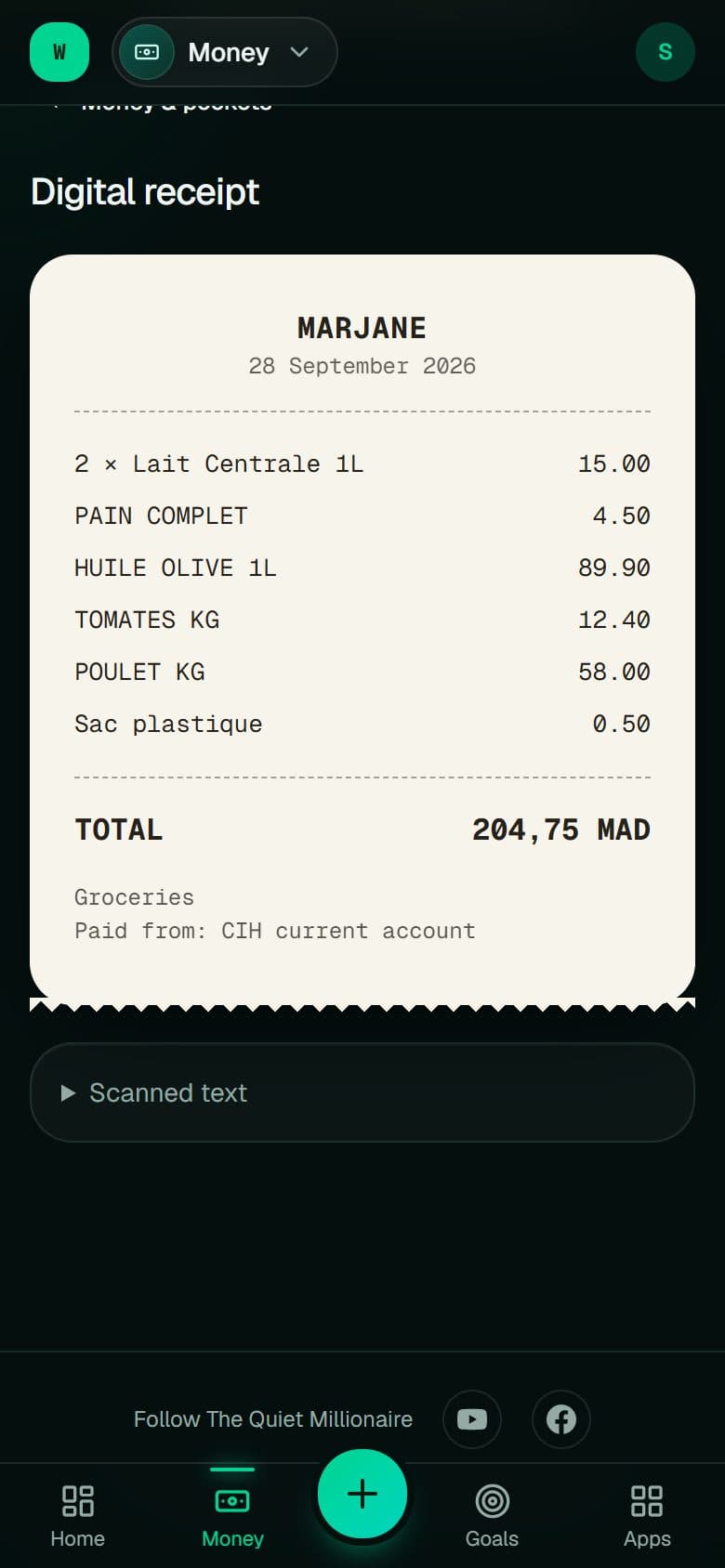 Scan a receipt, get an expense